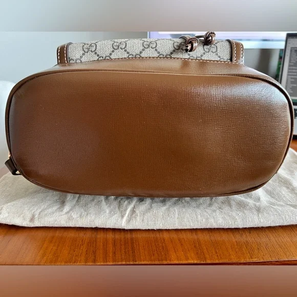 Gucci Beige and Brown Monogram Backpack - Picture 4 of 5